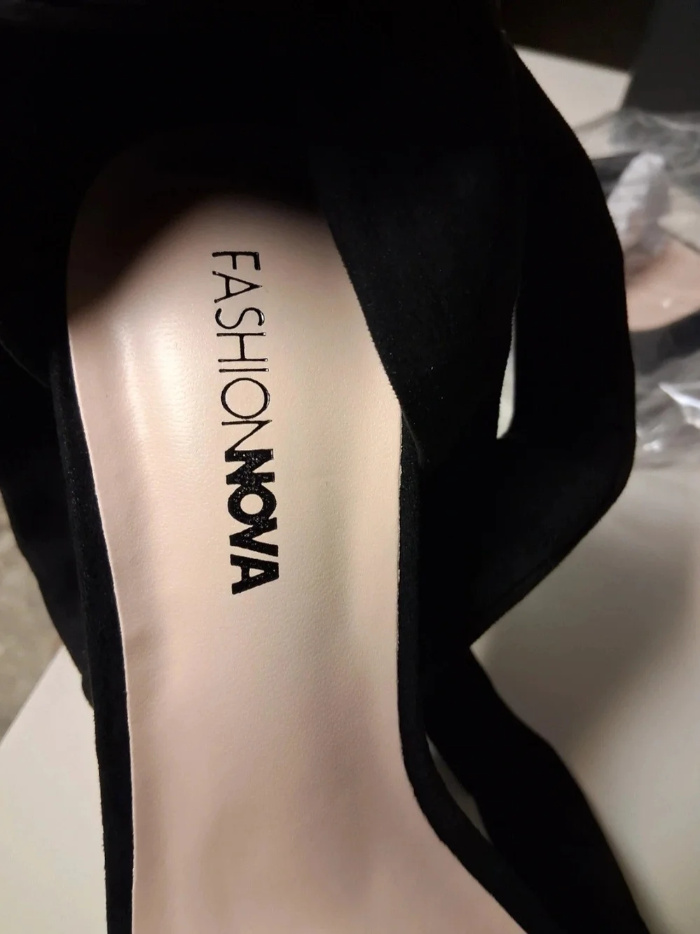 Fashion Nova Black Platform Ankle-Tie Sandals